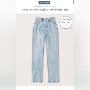 Abercrombie Curve Love Ultra High Rise 90s Straight Jean in light wash